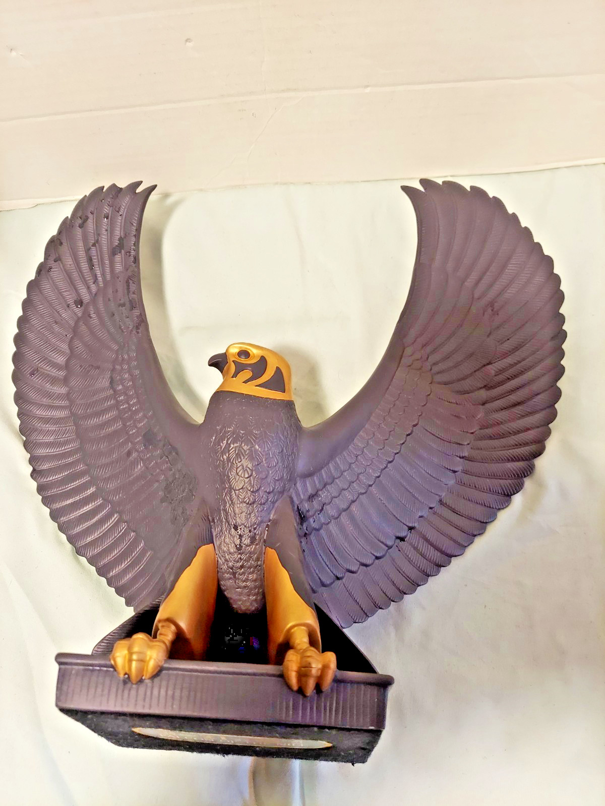 RARE- Franklin Mint Falcon of The Nile Black Porcelain Statue Egypt Gold