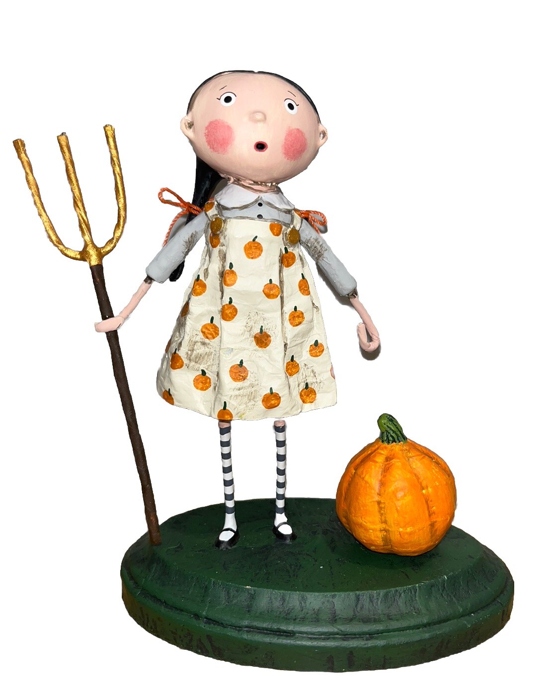 Lori Mitchell Harvest Figurine ~ Pru the Pumpkin Farmer