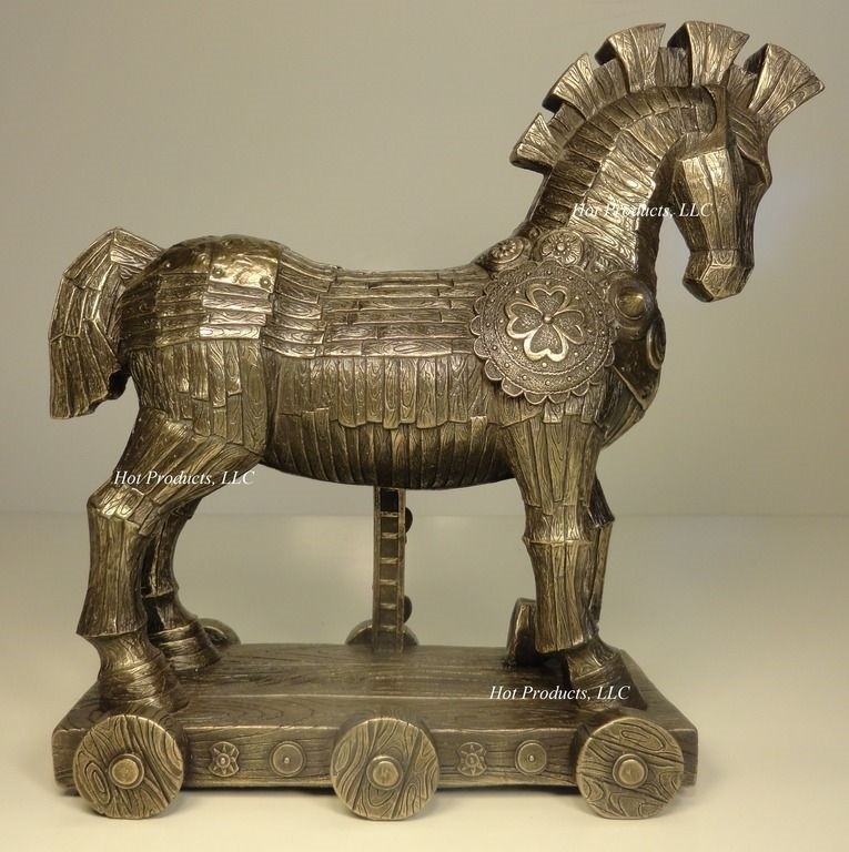 11″ Trojan Horse Battle of Troy Greek Mythology Statue Sculpture Bronze Finish