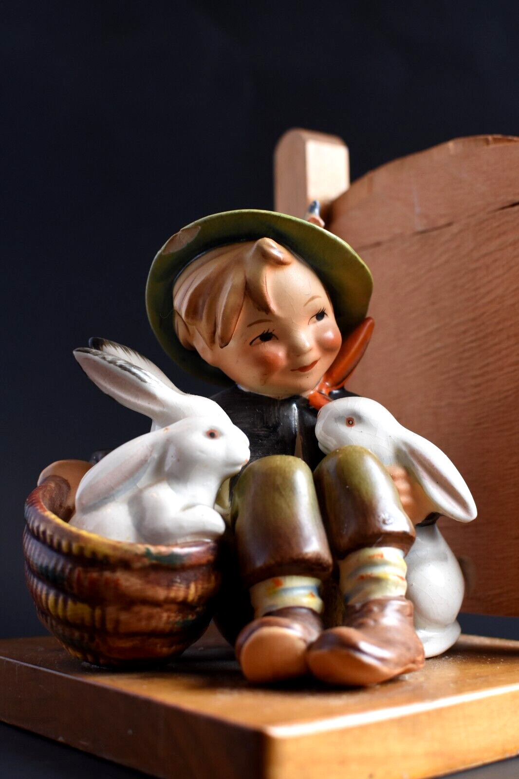 1950-1959 Hummel Playmates Book End Boy with Rabbits 61-A TMK-2 (AS IS)