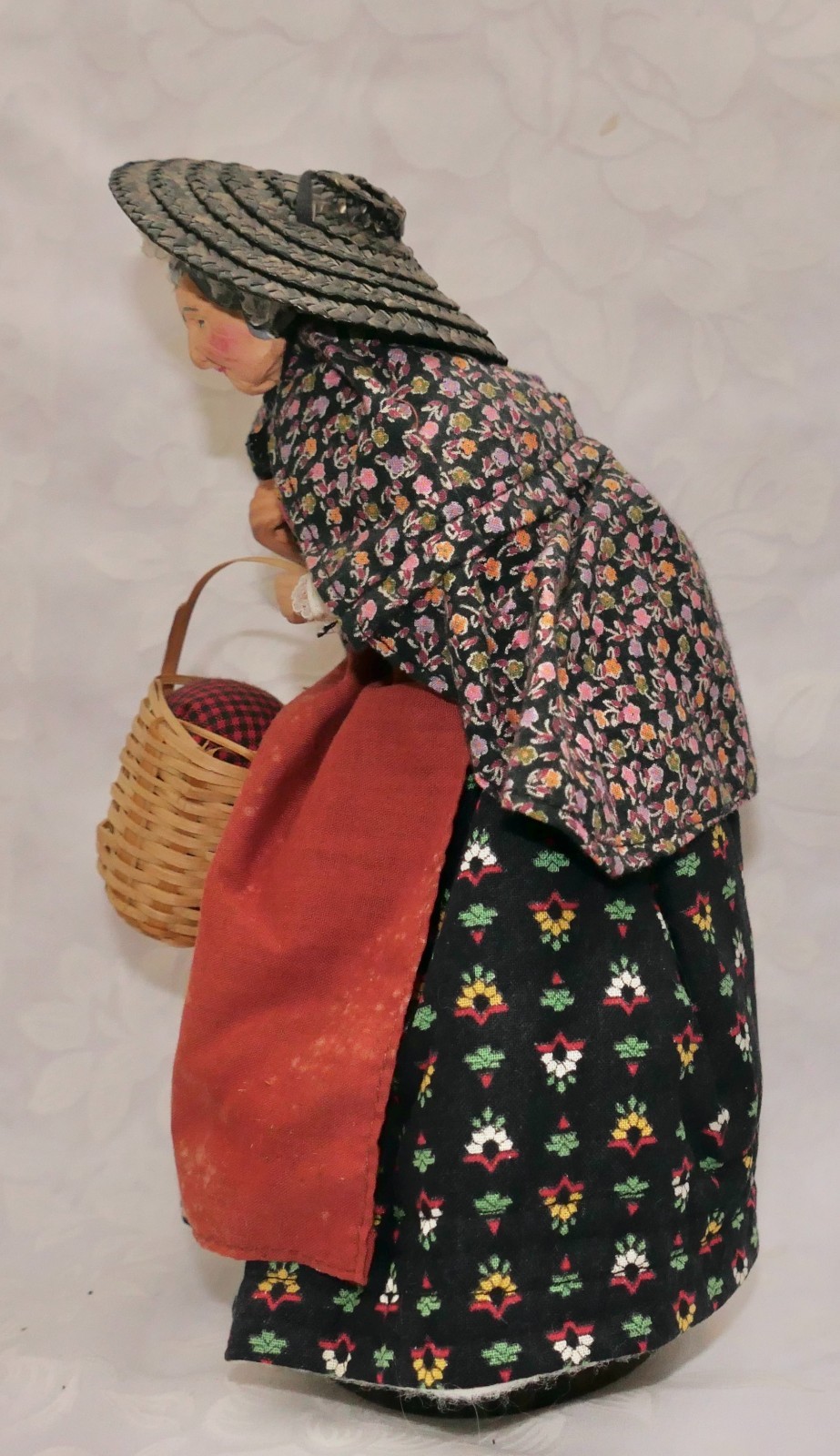 Vintage Santon France Signed Sylvette Amy Terracotta Hunched Old Woman Figurine
