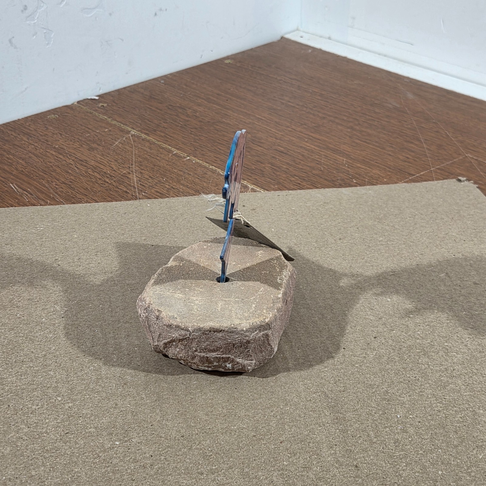 Fish Figure On Sandstone Base Southwestern Home Cabin Decor Metal & Stone