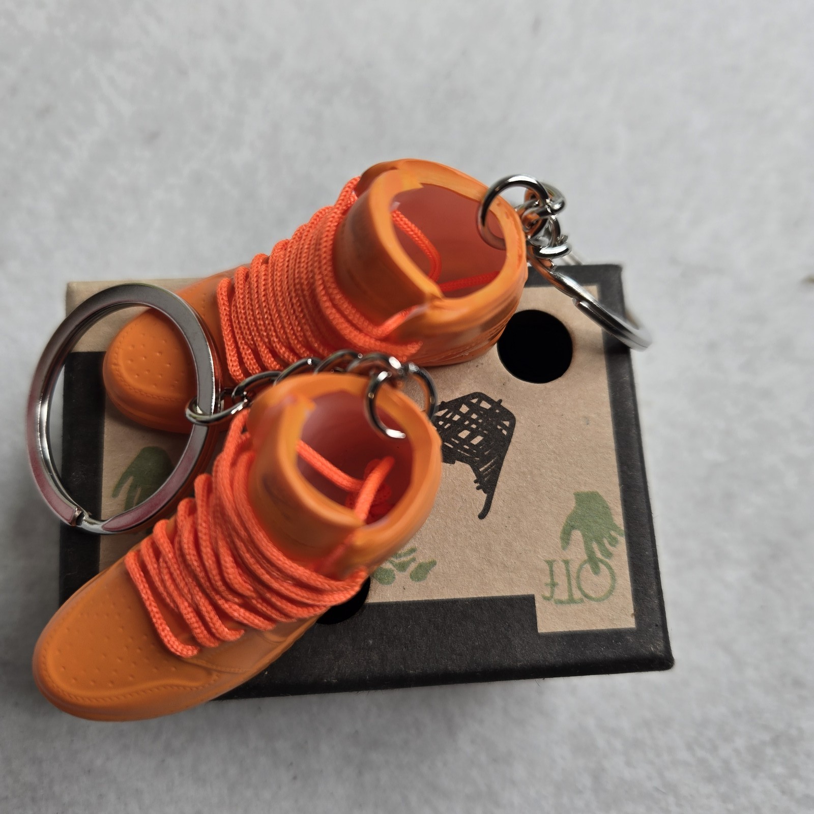 Nike Off-White Inspired Air Jordan 1 Miniature Orange Sneaker Keychain Pair New