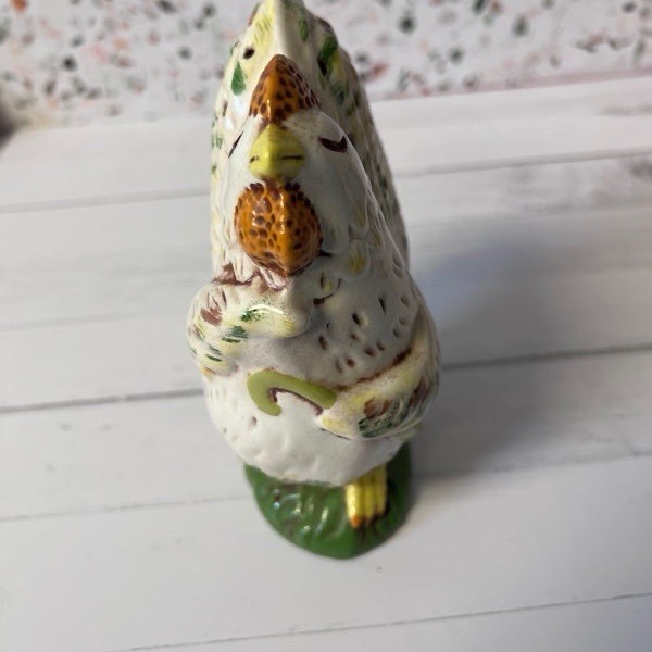 Hand Painted Ceramic Rooster Figurine Pomander Farmhouse Kitchen Country Decor