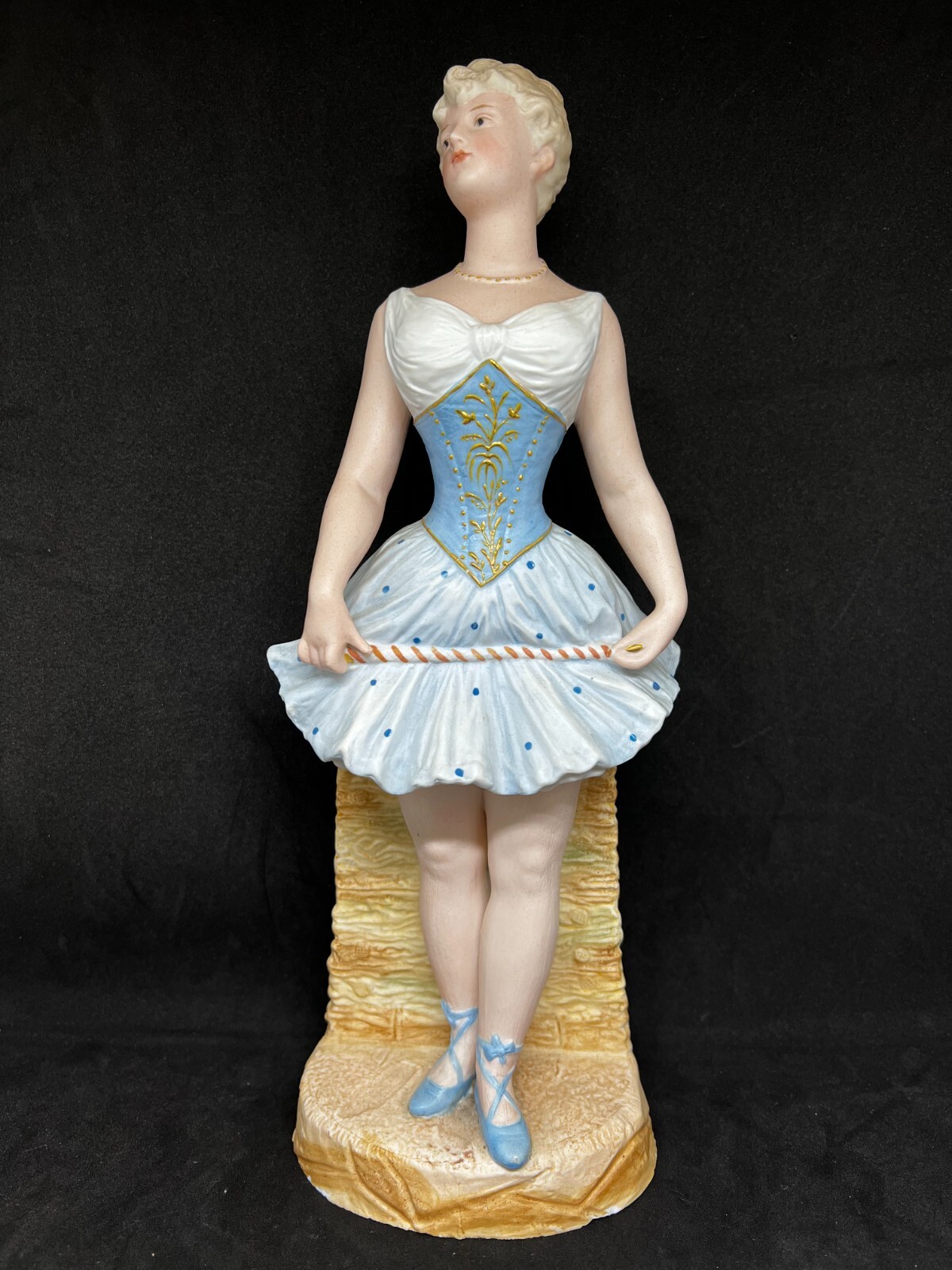 Gebruder Heubach-German Bisque-Young Woman Ballerina w/Powder Blue Tutu 12 3/4″