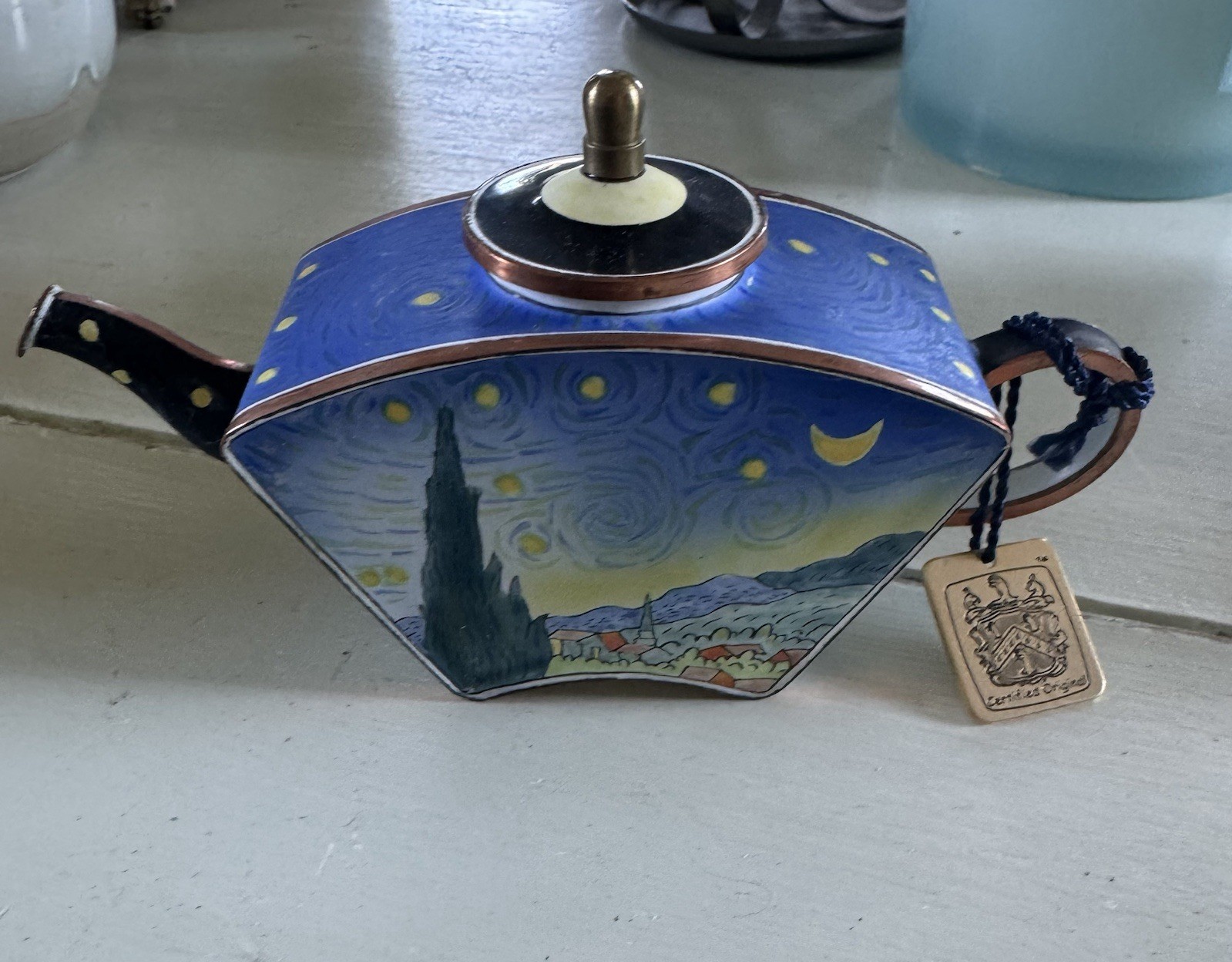 Kelvin Chen Mini Enamel Teapot Starry Night Van Gogh Charlotte di Vita w/ Tag
