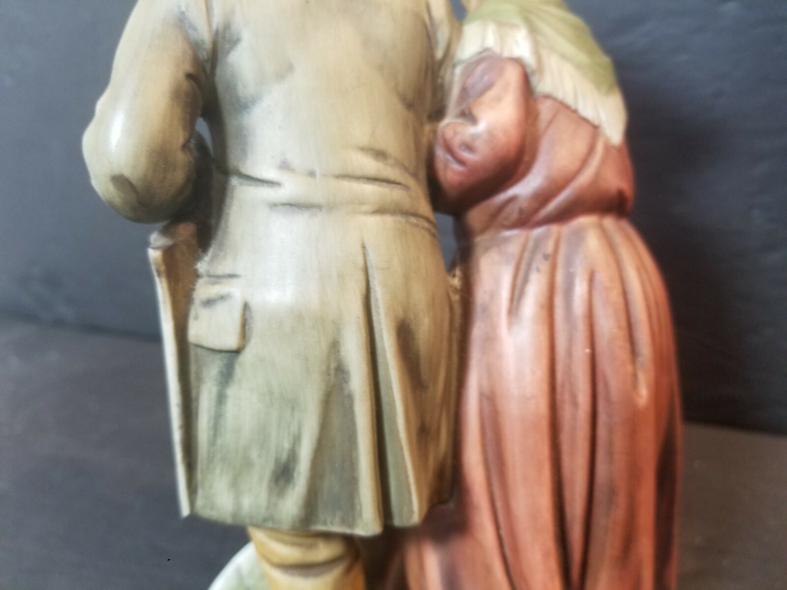 Old Couple Walking Dog Figurine, 9 1/2″ H