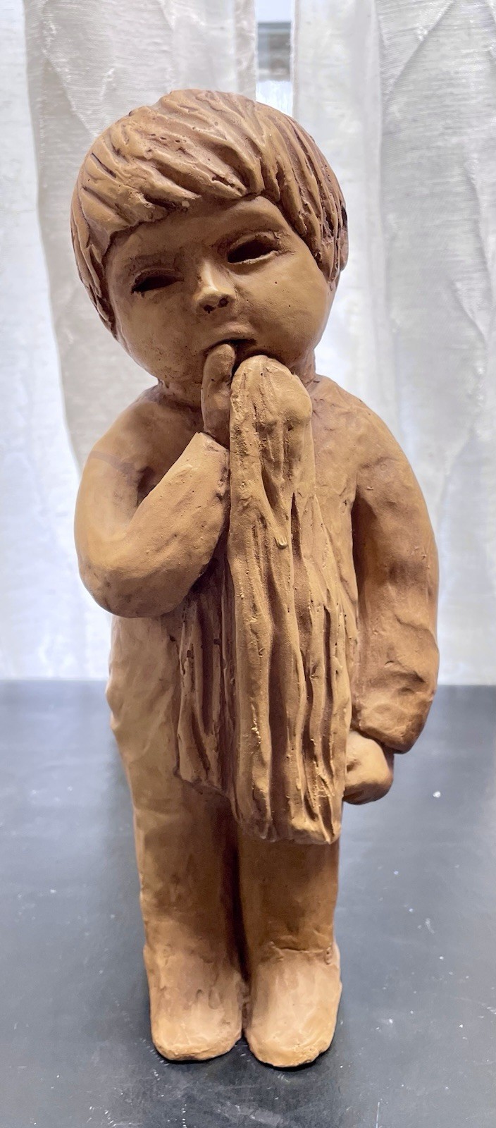 Peeled Co 73 Sculpture, Young Child In Pajamas Holding A Blanket, Signed