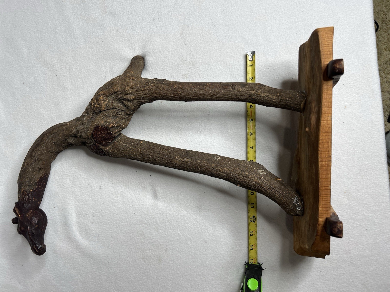 Vintage Unique Folk Art Wood Carving Of Giraffe Made From a Single Twisted Limb