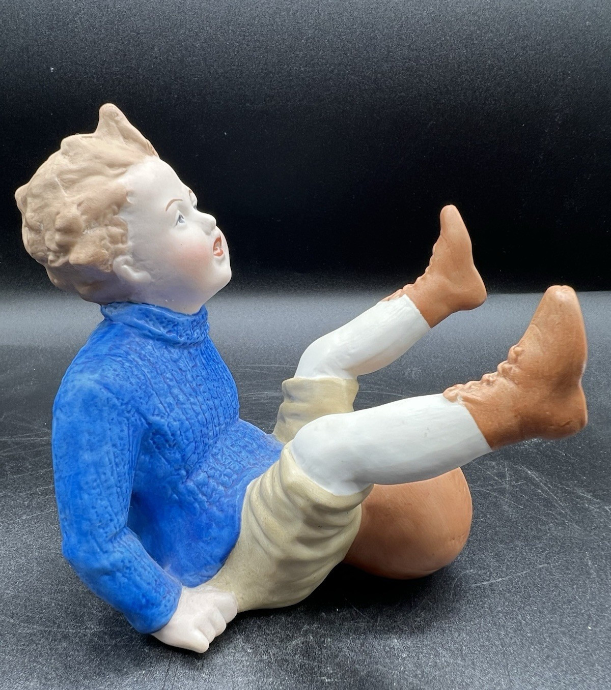 Gebruder Heubach-German Porcelain Bisque Rugby/Football Player 6″ Rare