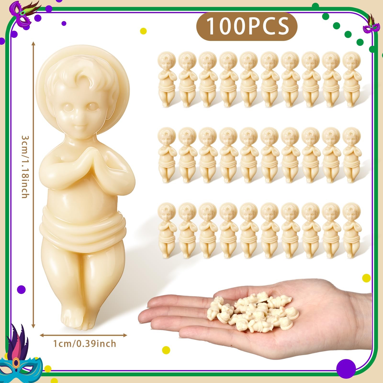 100 Pcs King Cake Mini Jesus Figure 1.2 Inch Easter Resin Jesus Figure Christ…