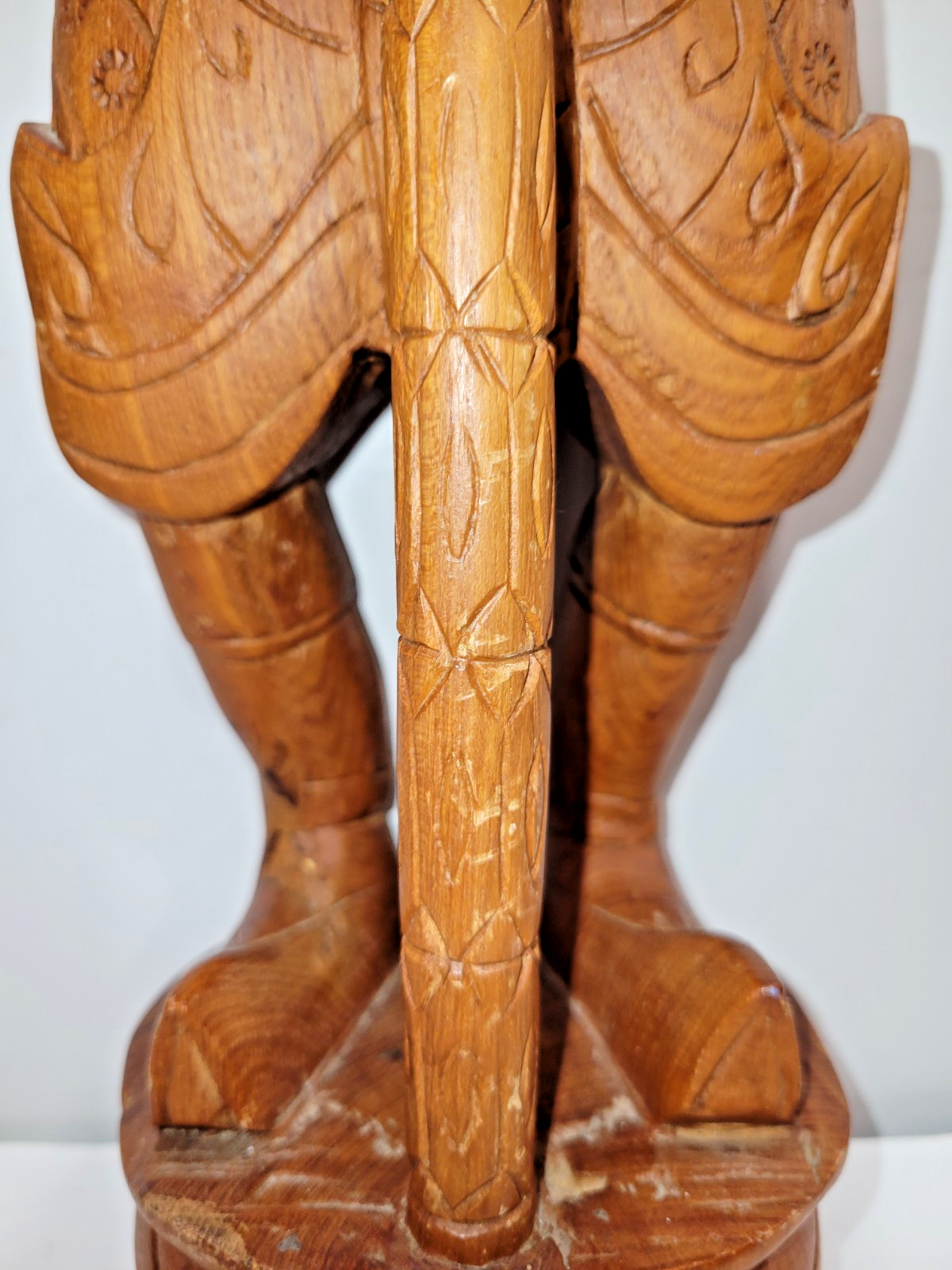 Vtg Lg 20″ Yaksha Thai Temple Guard Statue Hand-Carved Teak Wood Guardian Deity