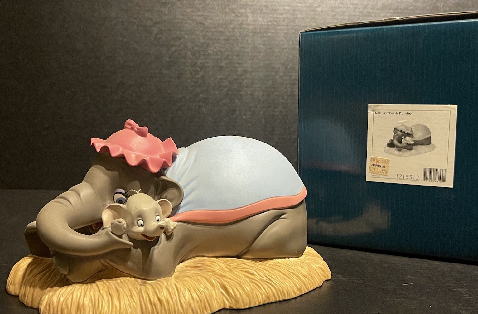 Disney Dumbo Sleeping Elephant Figurine Resin Gray/Blue/Pink/Tan 2000-2009