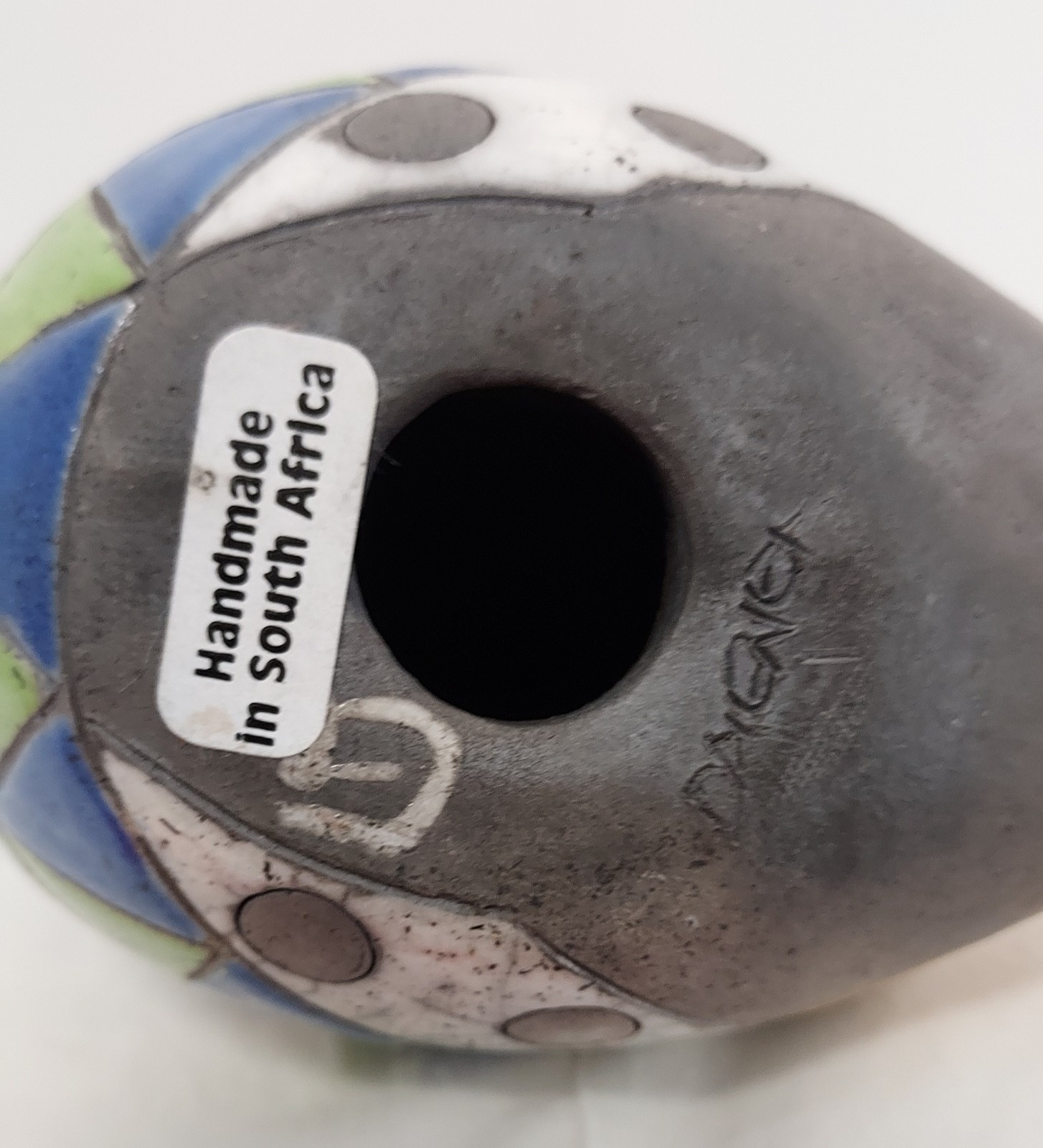 South Africa F5 Raku Ware Pottery Guinea Fowl Figurine Signed Crackled Glaze