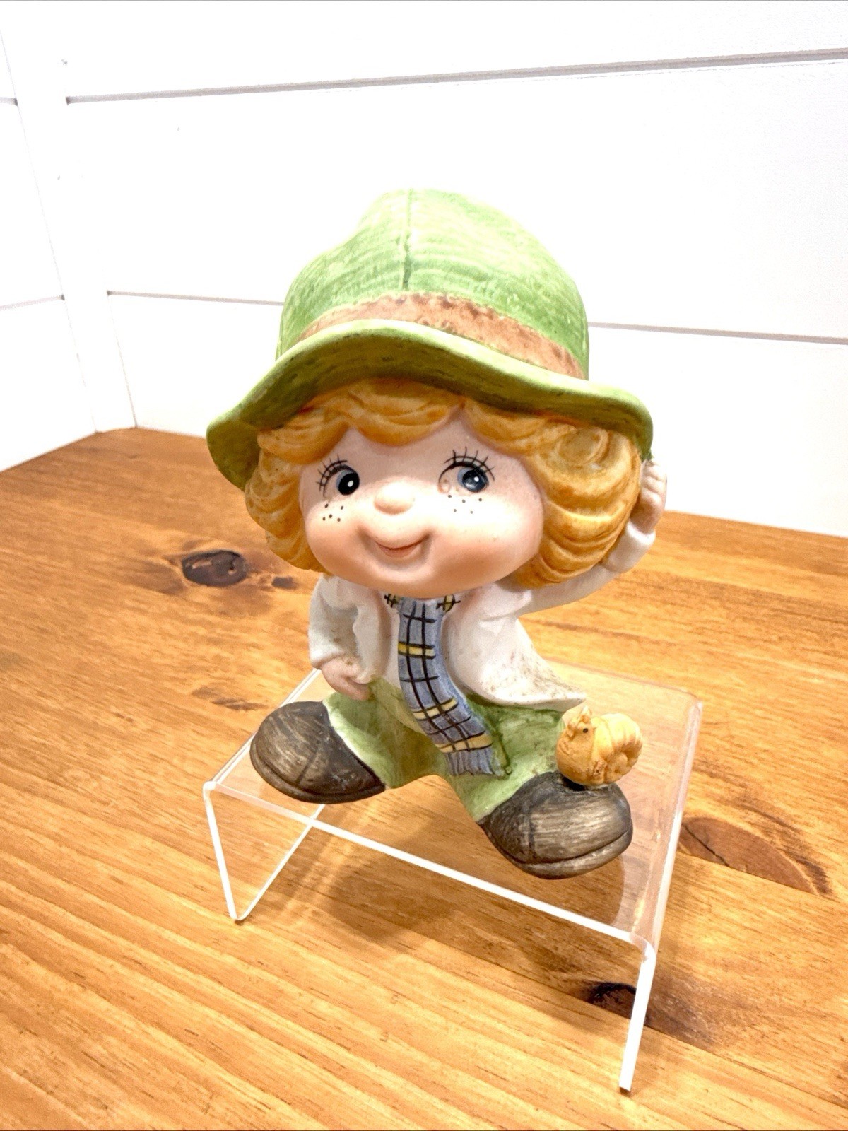 Vintage 1970s ARDCO Ceramic Boy Figurine Green Hat Taiwan