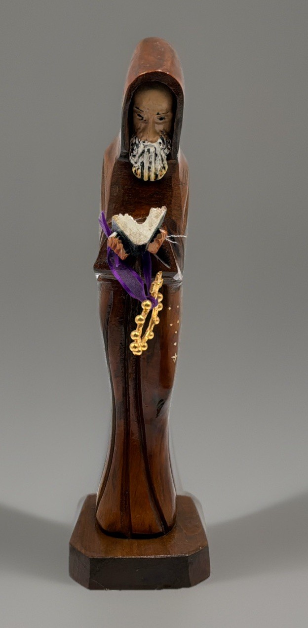 Vintage Hand Carved Detailed Wooden Monk/Friar Figure Statue Religious Folk Art