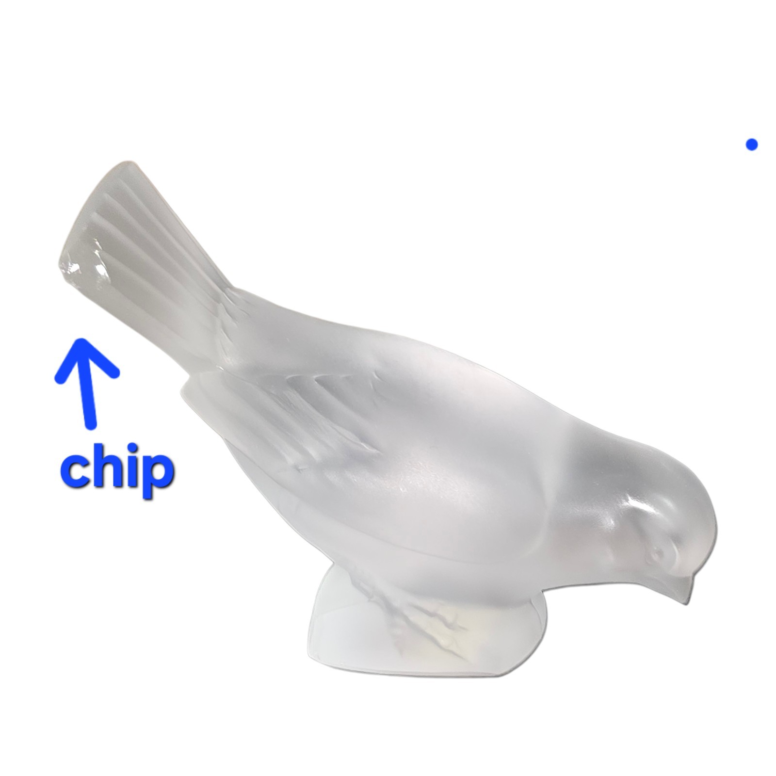 Genuine VTG Lalique Frosted Crystal Sparrow Bird Figurine Signed, Lalique France