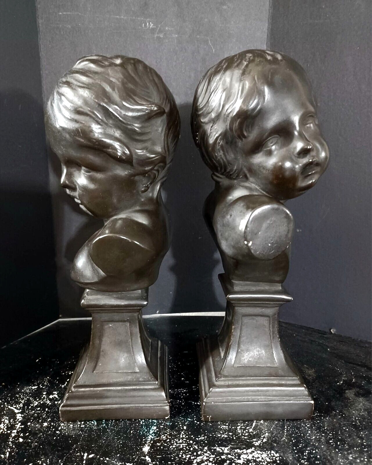 Vintage Alva Studio Plaster Child Bust Sculptures, 12″ high.