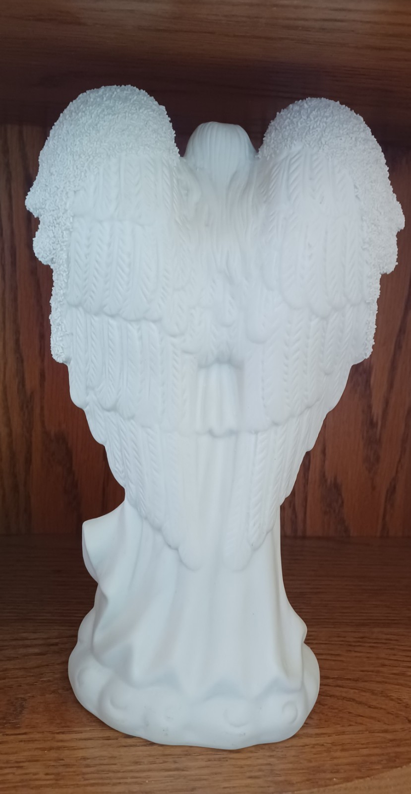 Angel Figurine White Porcelain Matte Finish Outstretched Arms 8.5 Inches Tall