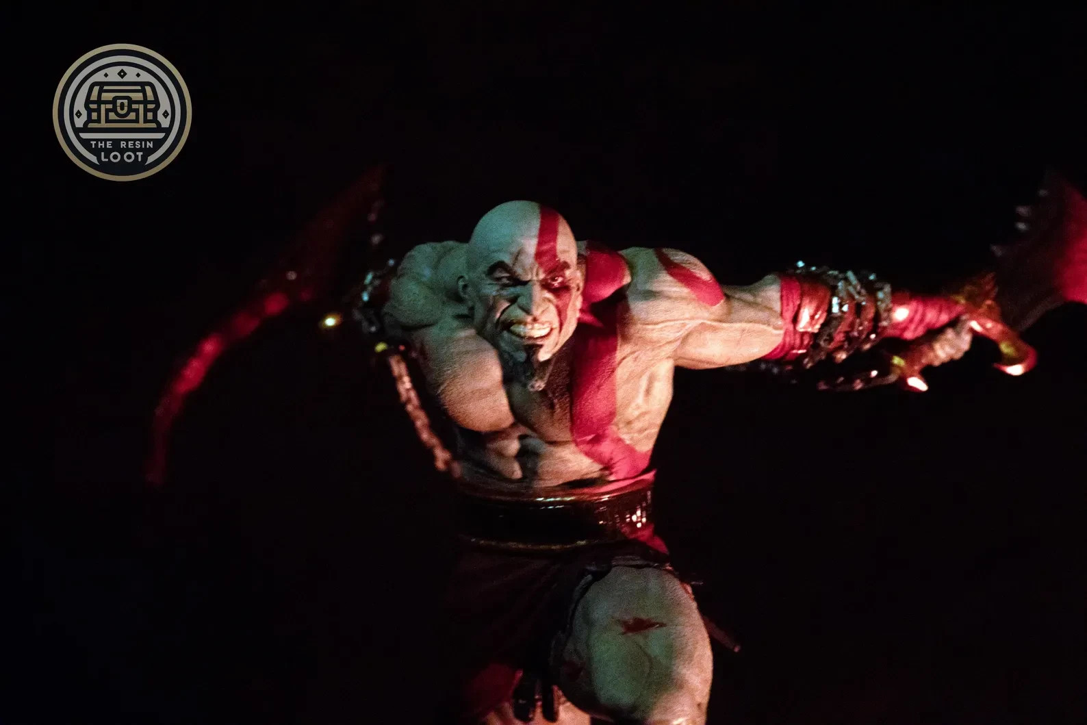 God of War Kratos Hand Painted 3D Printed Statue – LED Lava Base – 9.5 Inch