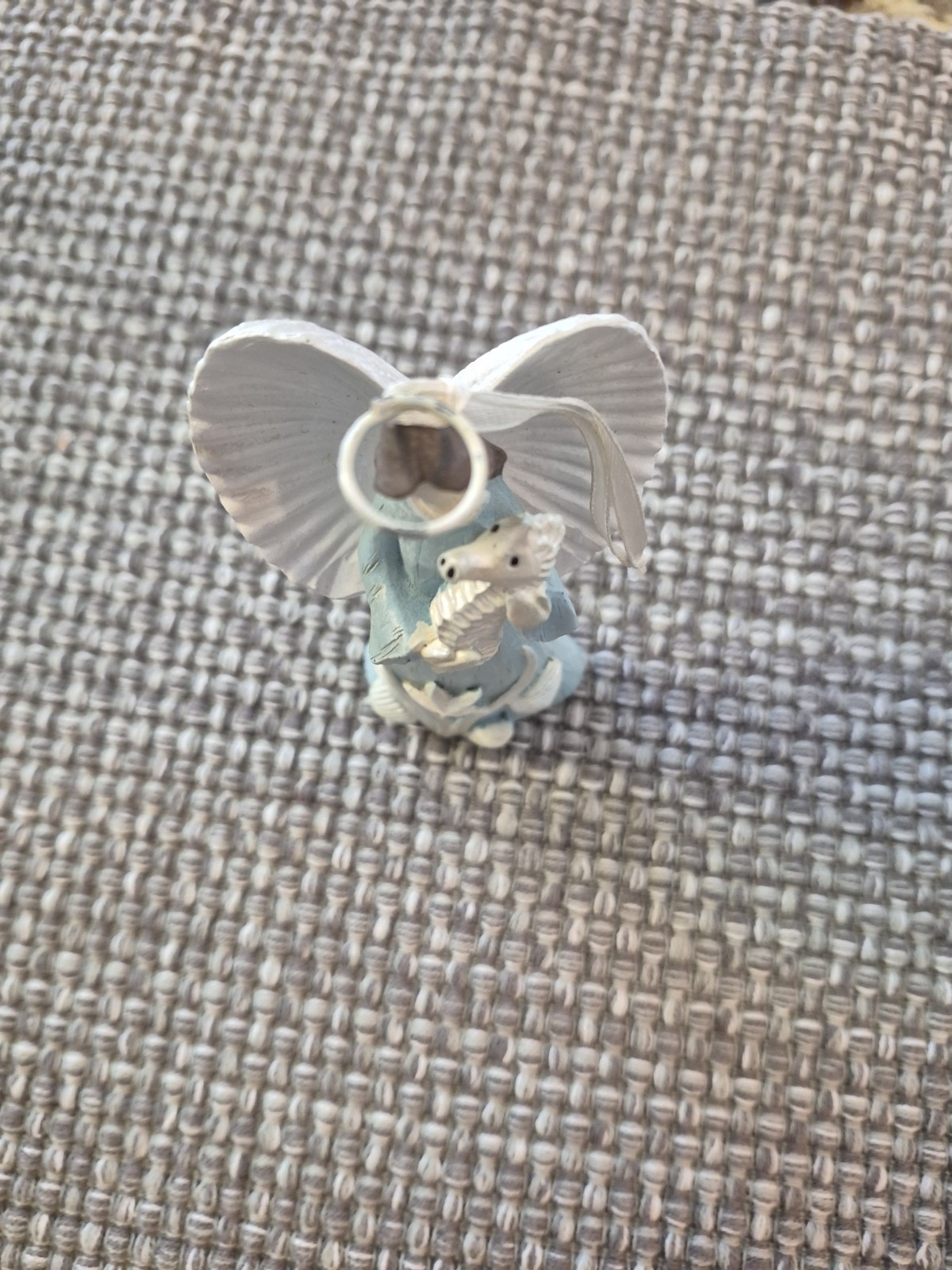 Beach Theme Angel Beach Theme Figure Coastal Seashell Seahorse Aqua Blue & White