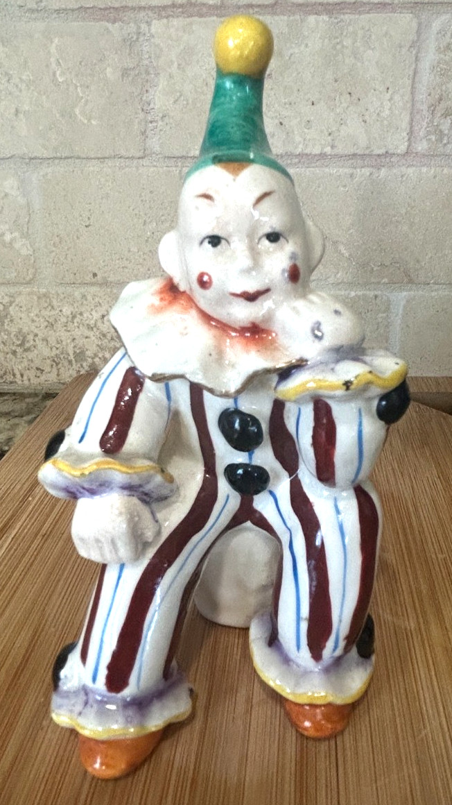 1940’s Ucago China Occupied Japan Porcelain Clowns Handstand And Thinking Poses