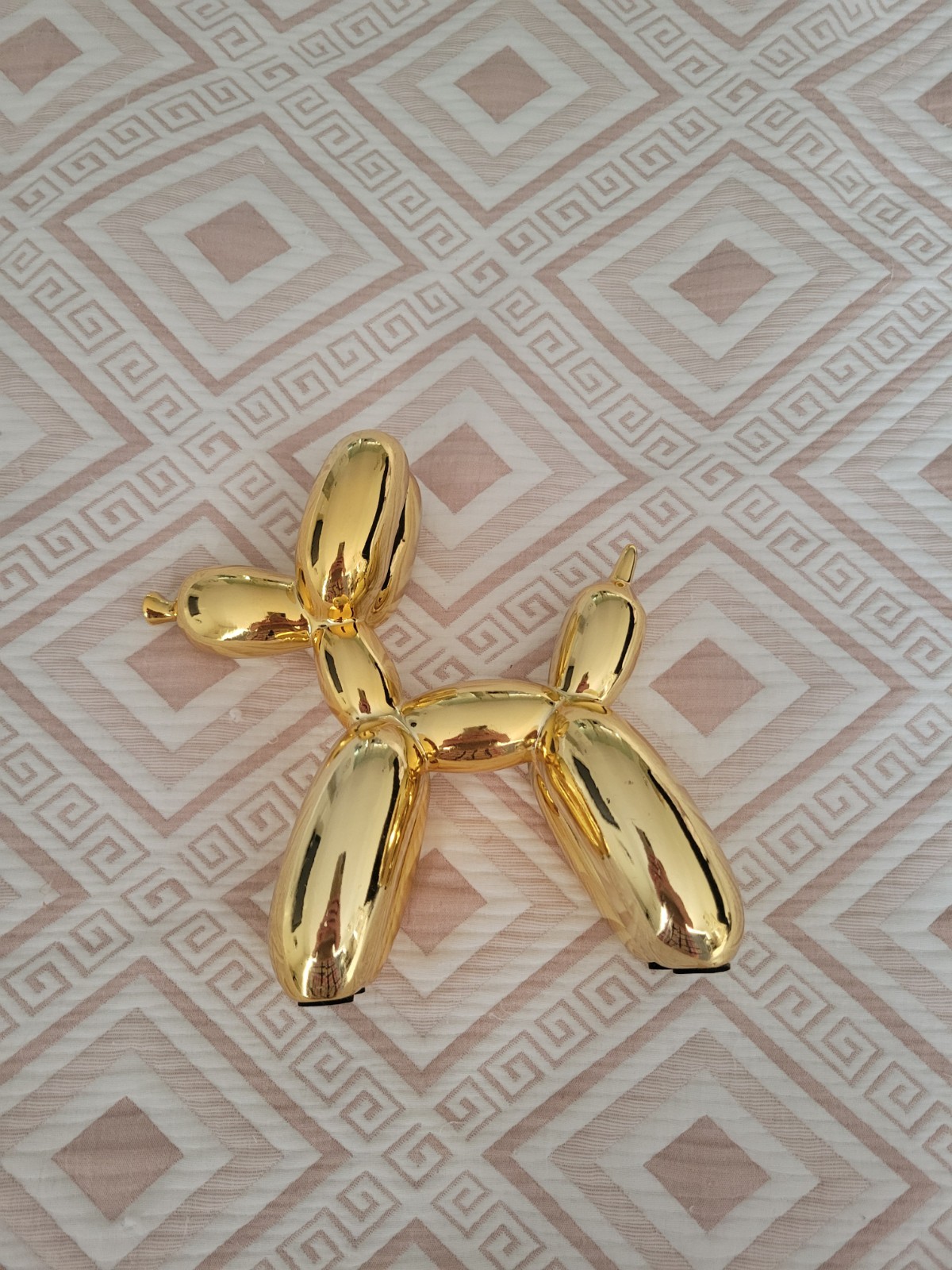 Balloon Dog Pop Art Figurine Shiny Gold Resin 7 In Tall