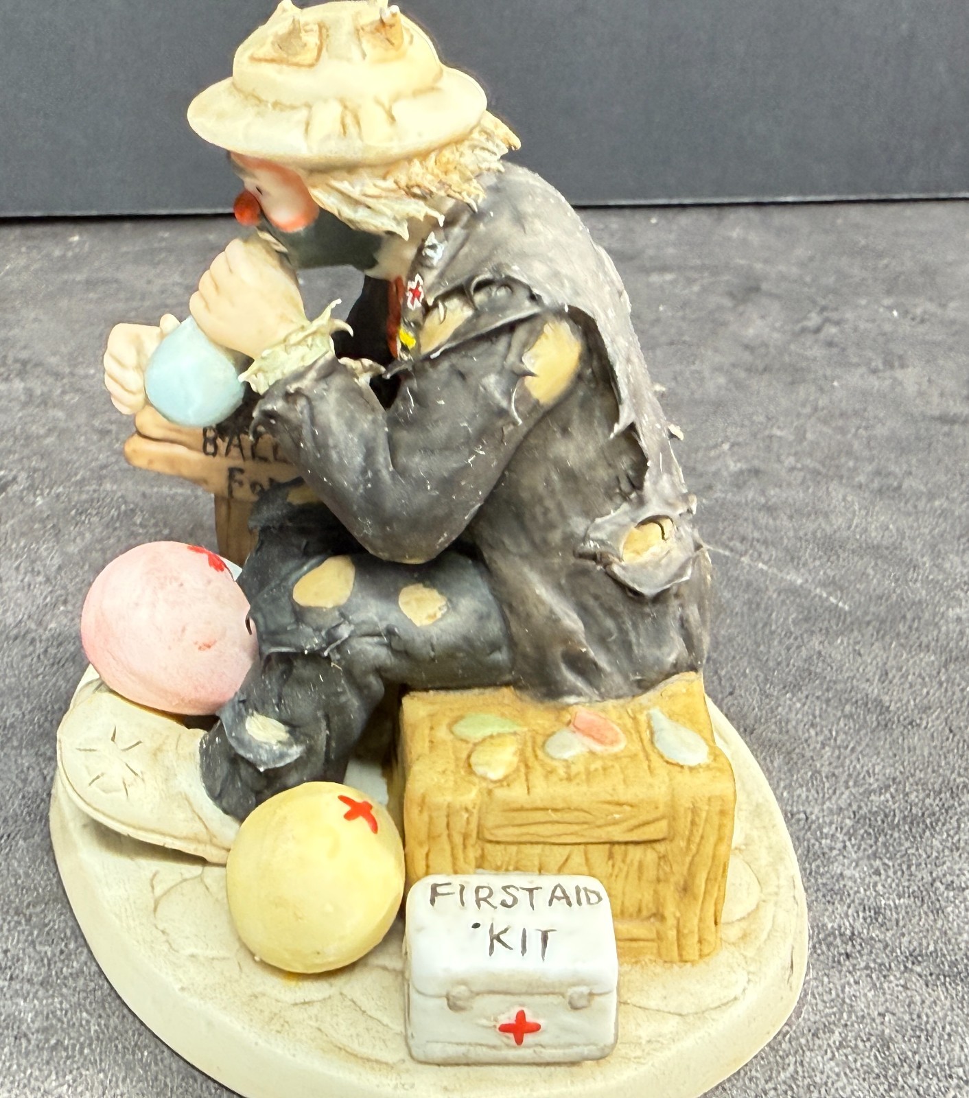 Flambro Porcelain Clown Figurine, Signed by Emmett Kelly Jr., Hand Painted, 1998