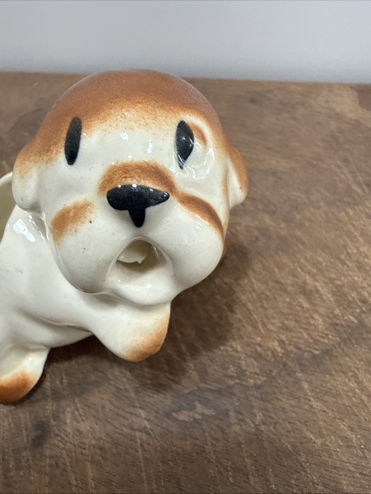 Vintage Ceramic String Holder In Shape Of Dog W 3.5” Approximately And 2” Tall