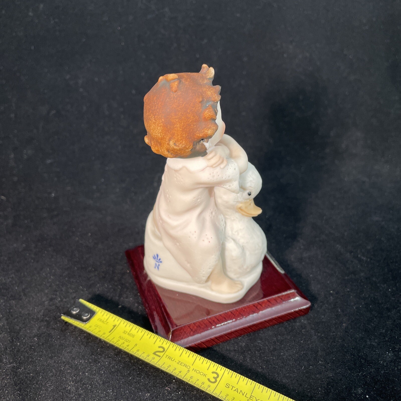 G Armani Little Treasures Figurine Girl On Duck Potty Chair 1987 3”x4.5”