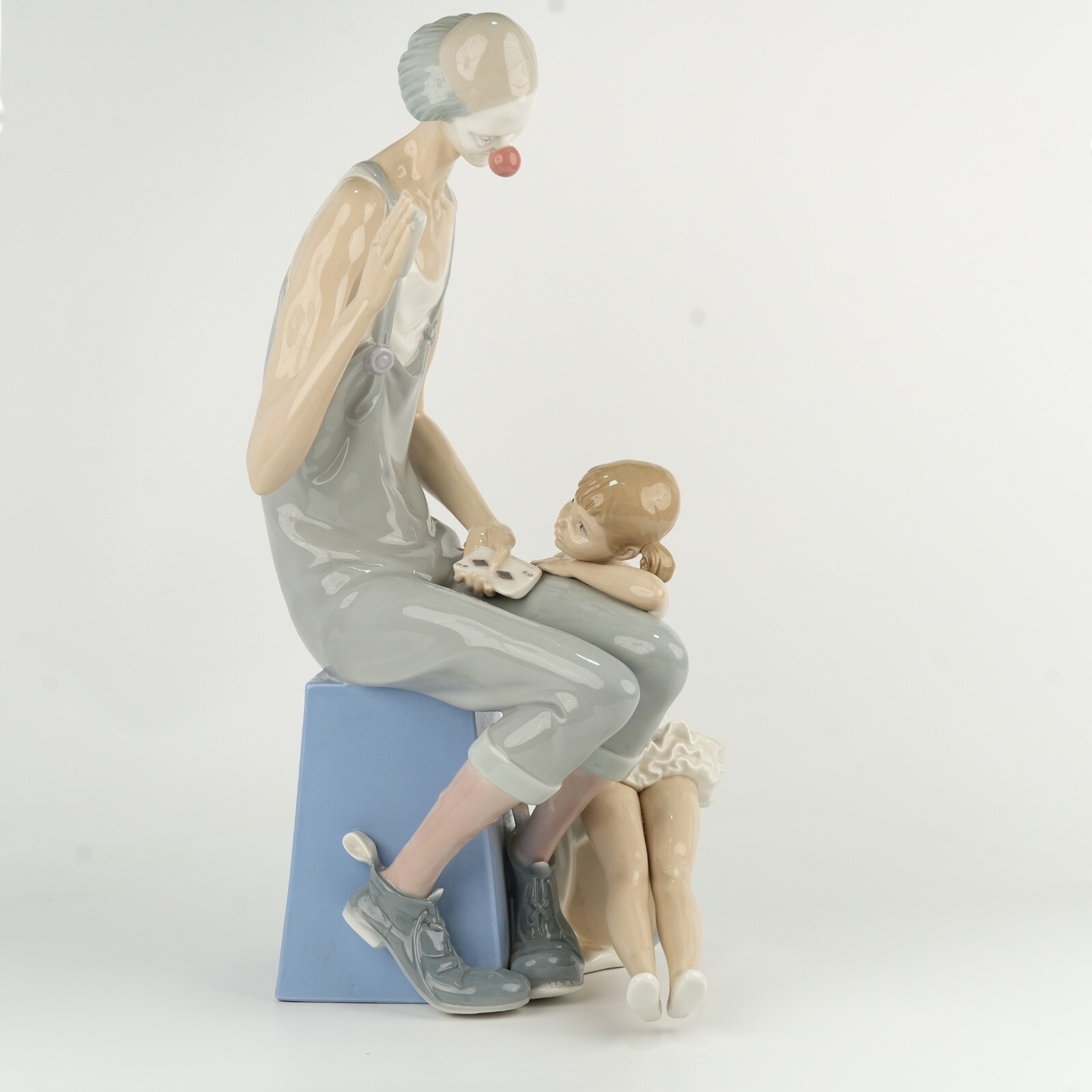 Retired Lladro #4605 “Magic” Clown with Cards & Ballerina 16″ tall RARE
