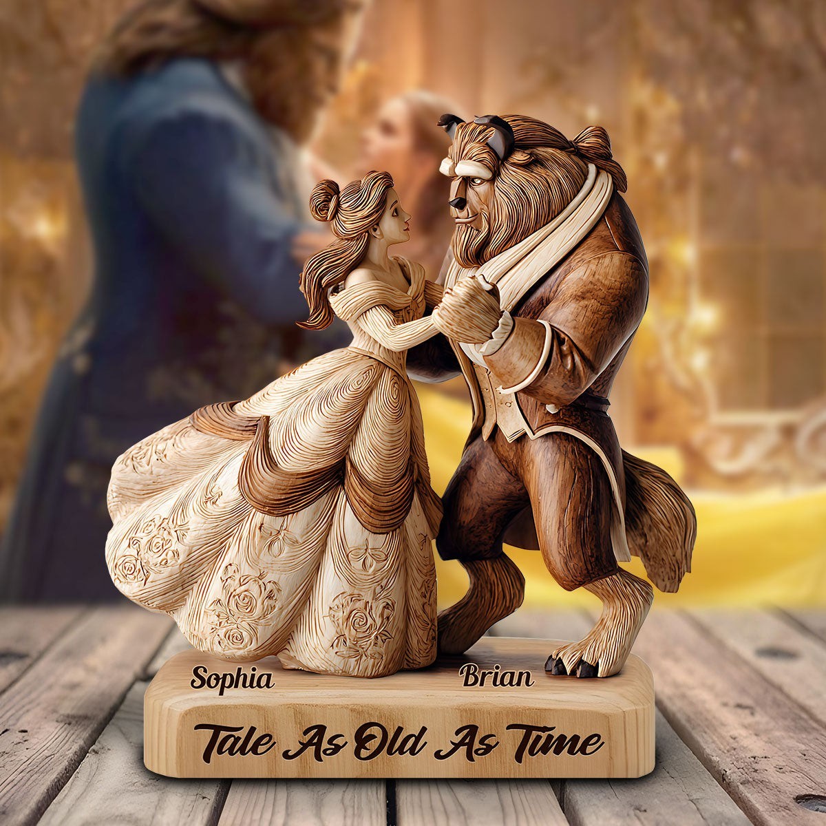 Personalized Belle Beauty And The Beast Acrylic Plaque Wooden Block Desk Decor