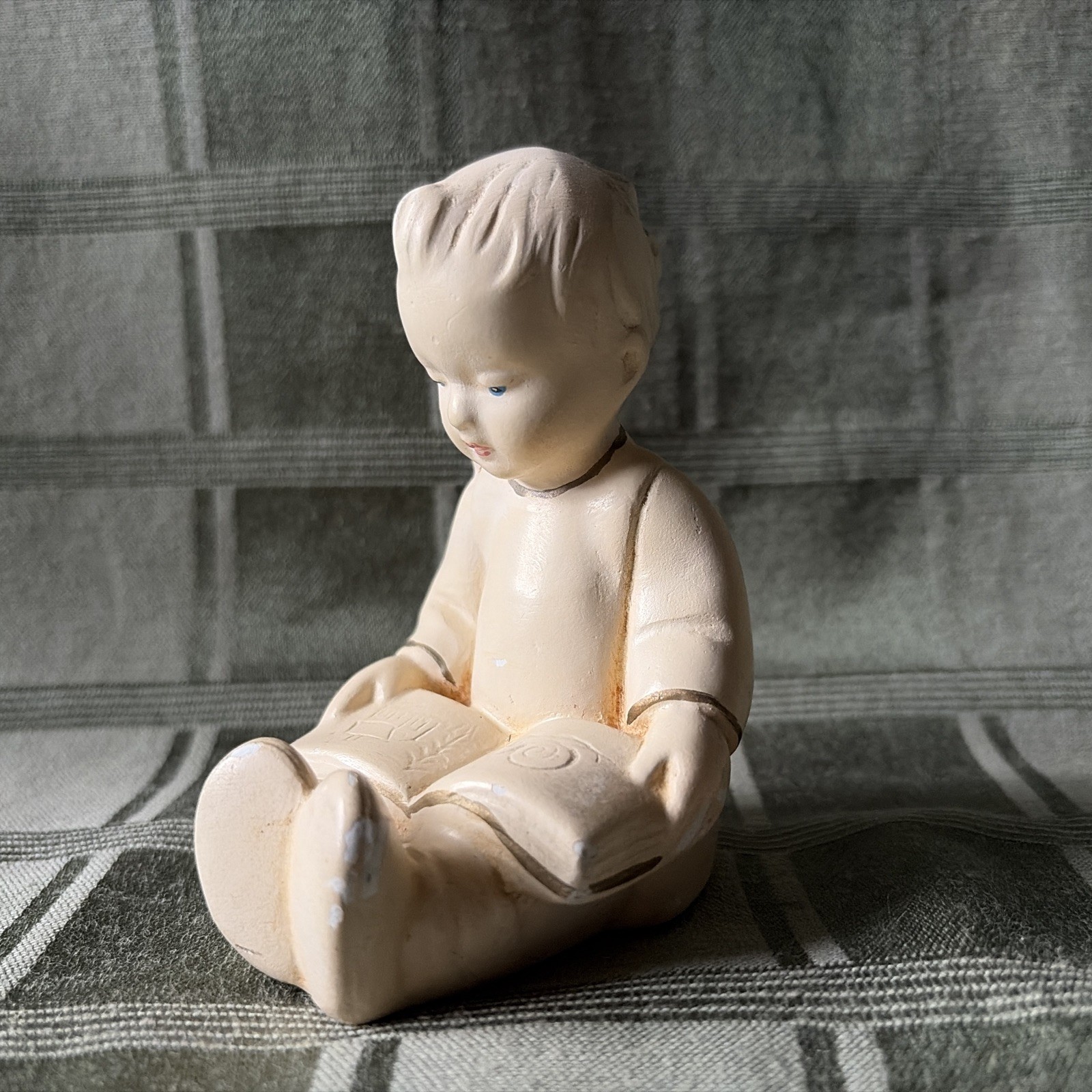 Vtg 1950s COVENTRY CHALK WARE Figurine LITTLE Boy Reading