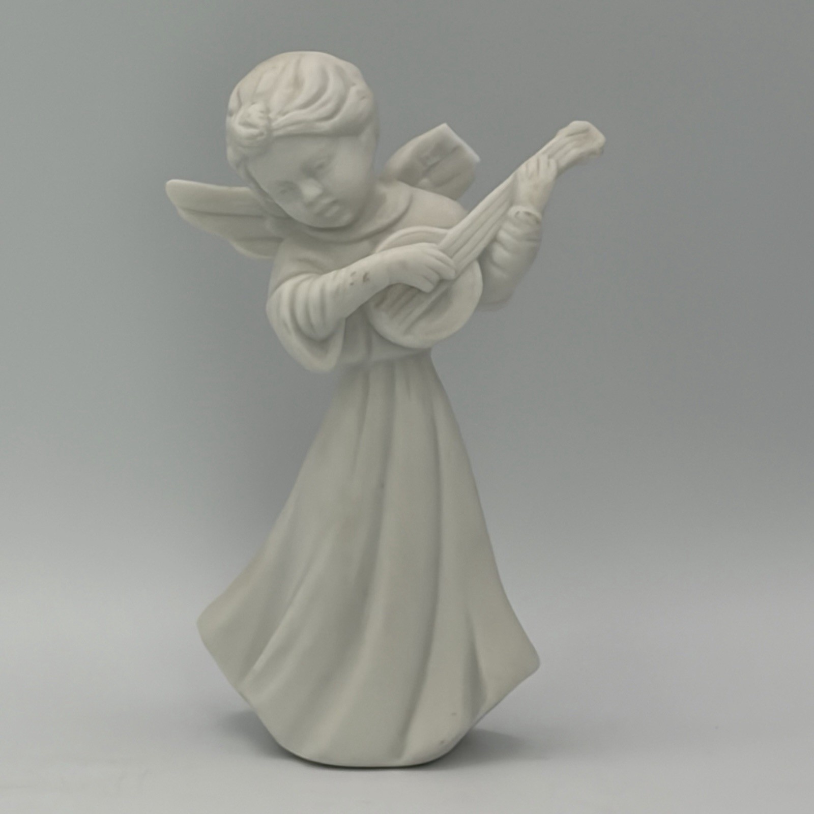 Pair Napco White Bisque Angels Cherubs Playing Instruments Japan Replacement