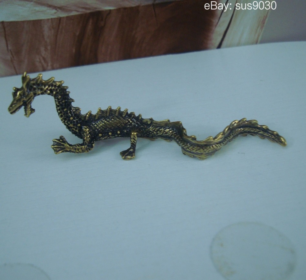 Solid Brass Chinese Flying Dragon Figurine Statue