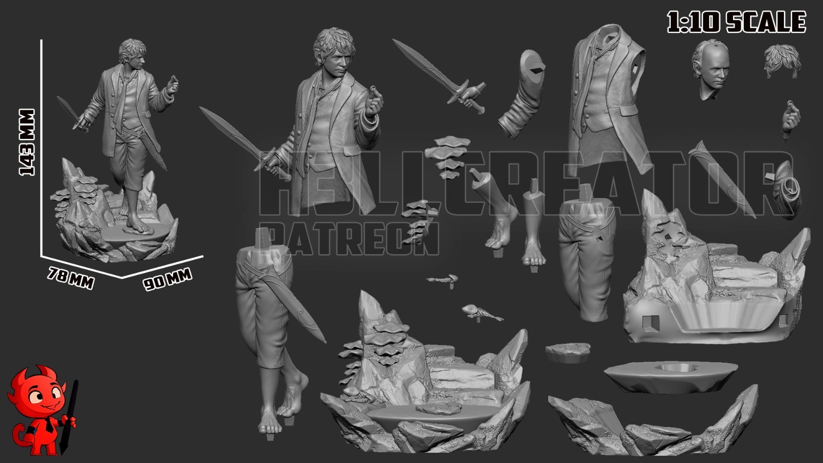 Bilbo Baggins Figurine The Hobbit Hand Painted Model / DIY Kit 19 pcs