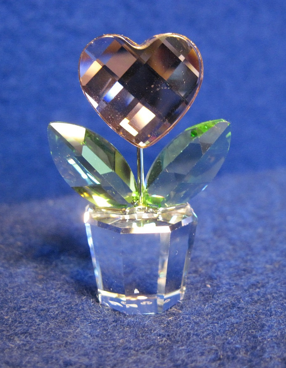 Swarovski Happy Flower in a Clear Pot – Pink Heart