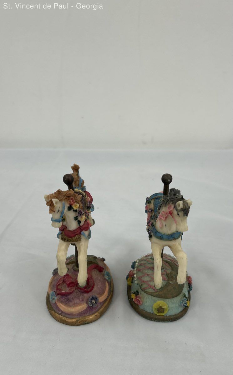 Lot of 2 Vintage County Fair Collection Yesterday Horse Heritage House Carousel