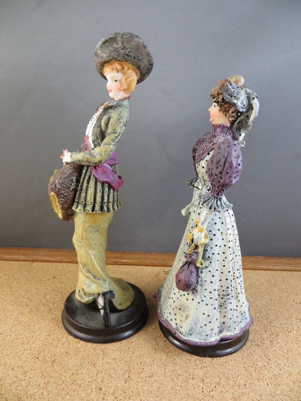 2 Resin Victorian Lady Women Fashion Figurine B’s Collection Purple Outfits 7″