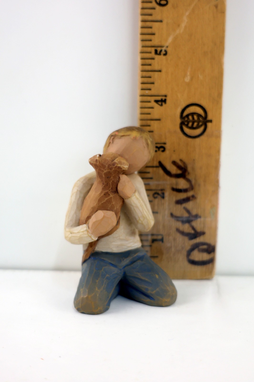 Willow Tree Kindness, Boy in Blue Jeans Holding Dog, 3-inch Sculpted Figure