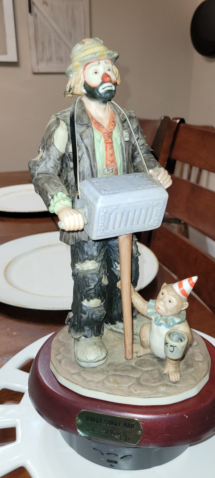 Emmett Kelly Jr Vintage Porcelain Hobo Clown “Hurdy Gurdy Man”