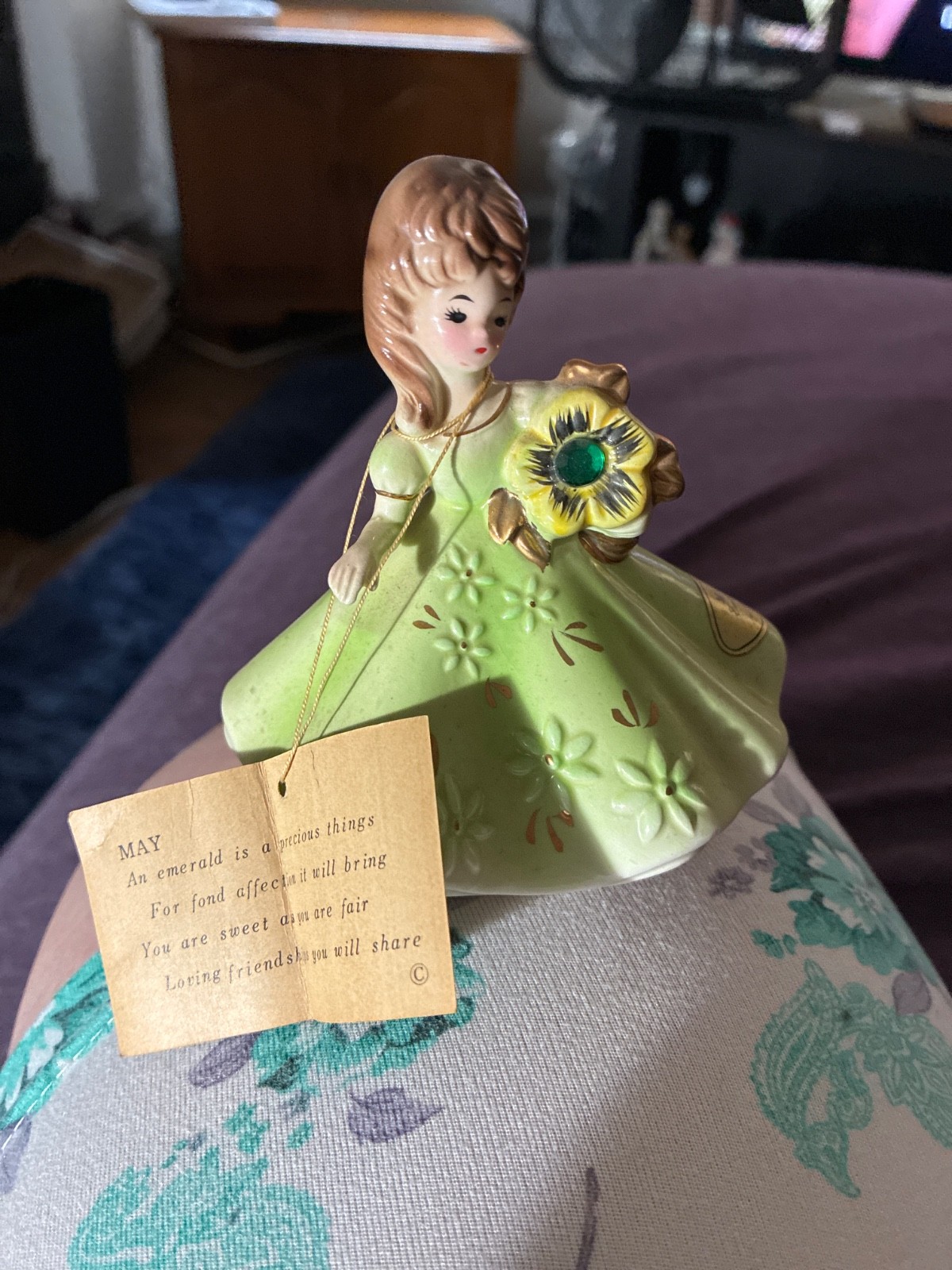 Josef Originals May Emerald Birthstone Figurine Birthday Girl Japan Doll