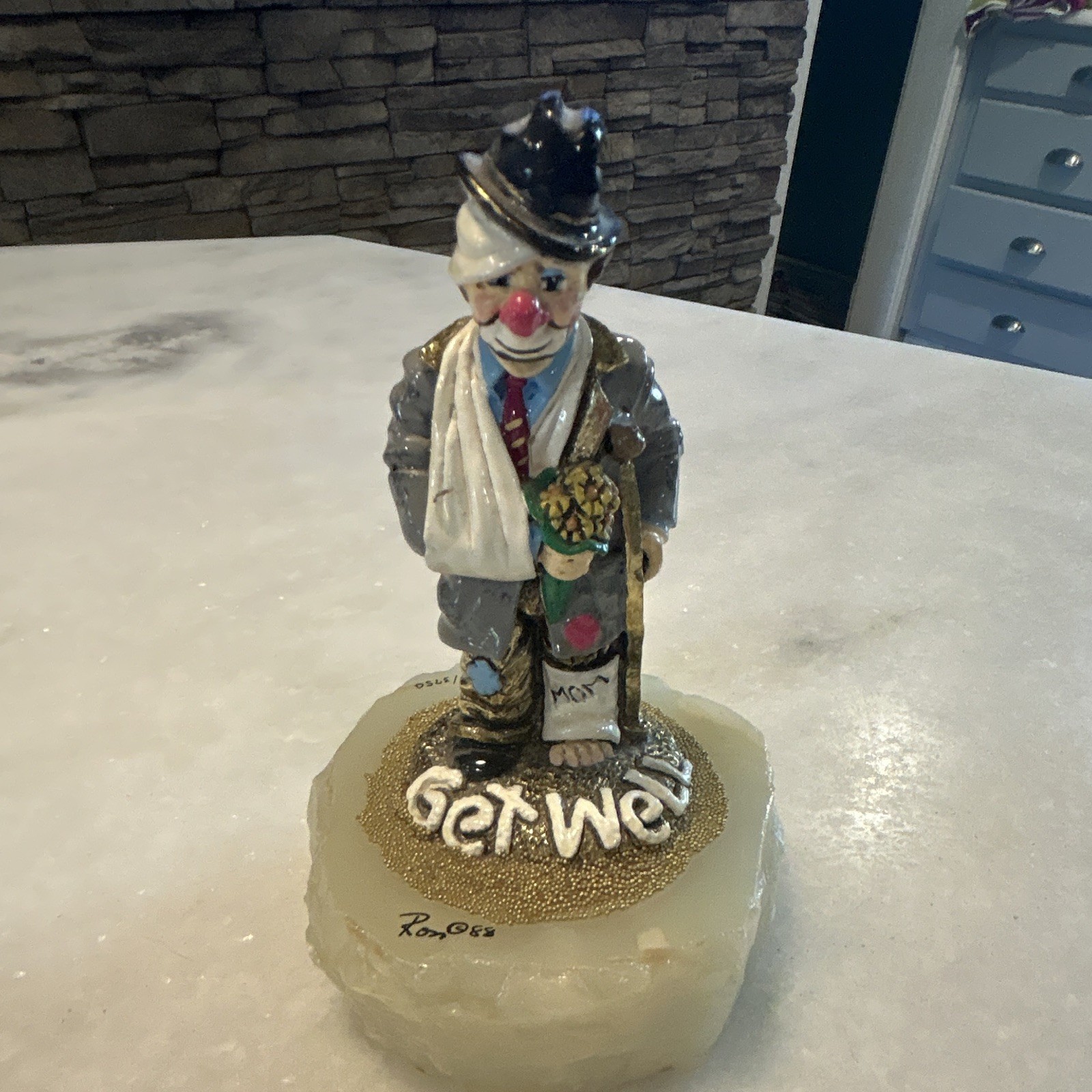Ron Lee Vintage Get Well Clown Resin Figurine Numbered 5.5” with base