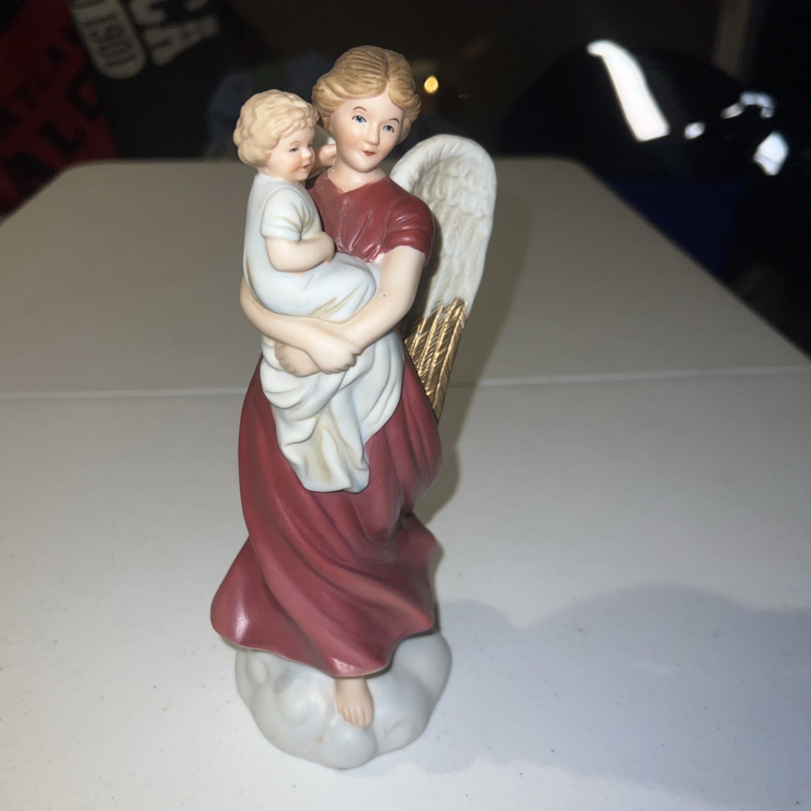 Vintage Home Interior HOMCO Guardian Angel With Baby Porcelain Figurine 1414