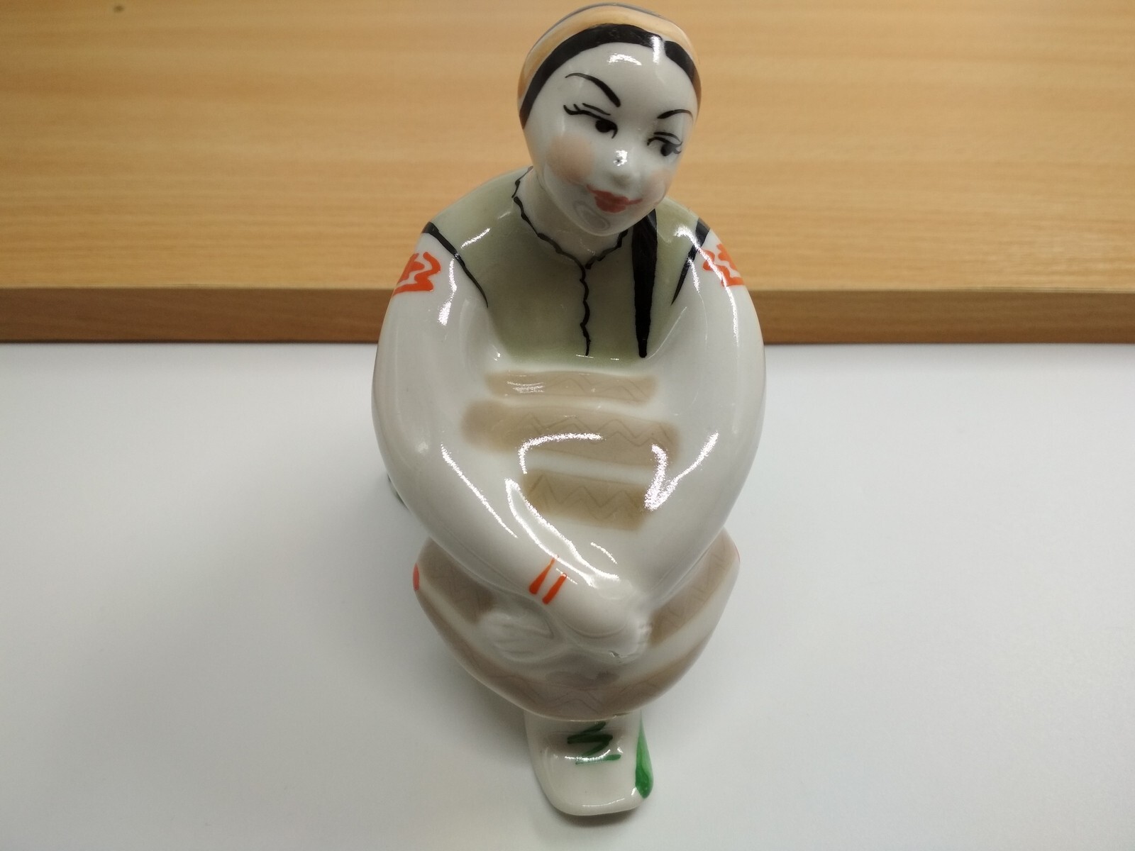 Porcelain figurine of USSR, Seated Girl, Thoughtfulness, *126