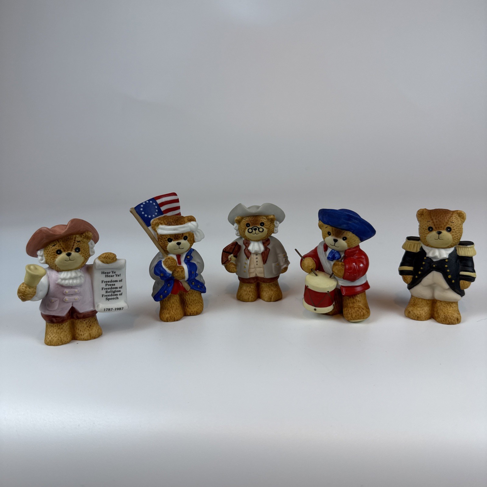 Vintage 1987 Enesco Lucy & Me Patriotic Teddy Bear Figurine Bicentennial Lot 5