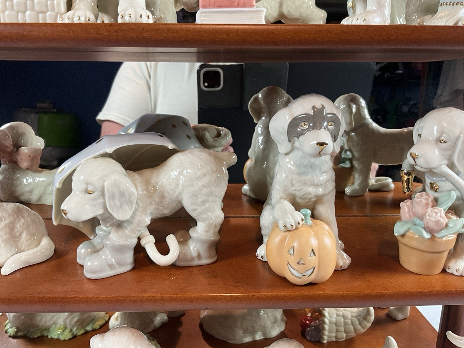 Lenox Golden Year Of Puppies Collection Complete With Shelf Display Excellent