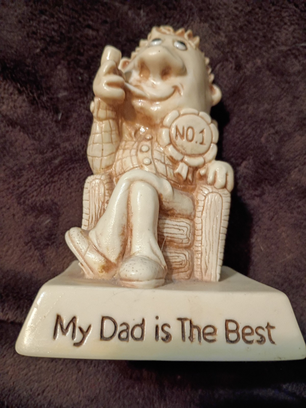 Vintage 1976 Russ Berrie & Co Inc Beige Resin Figurine Father’s Day Dad Gift