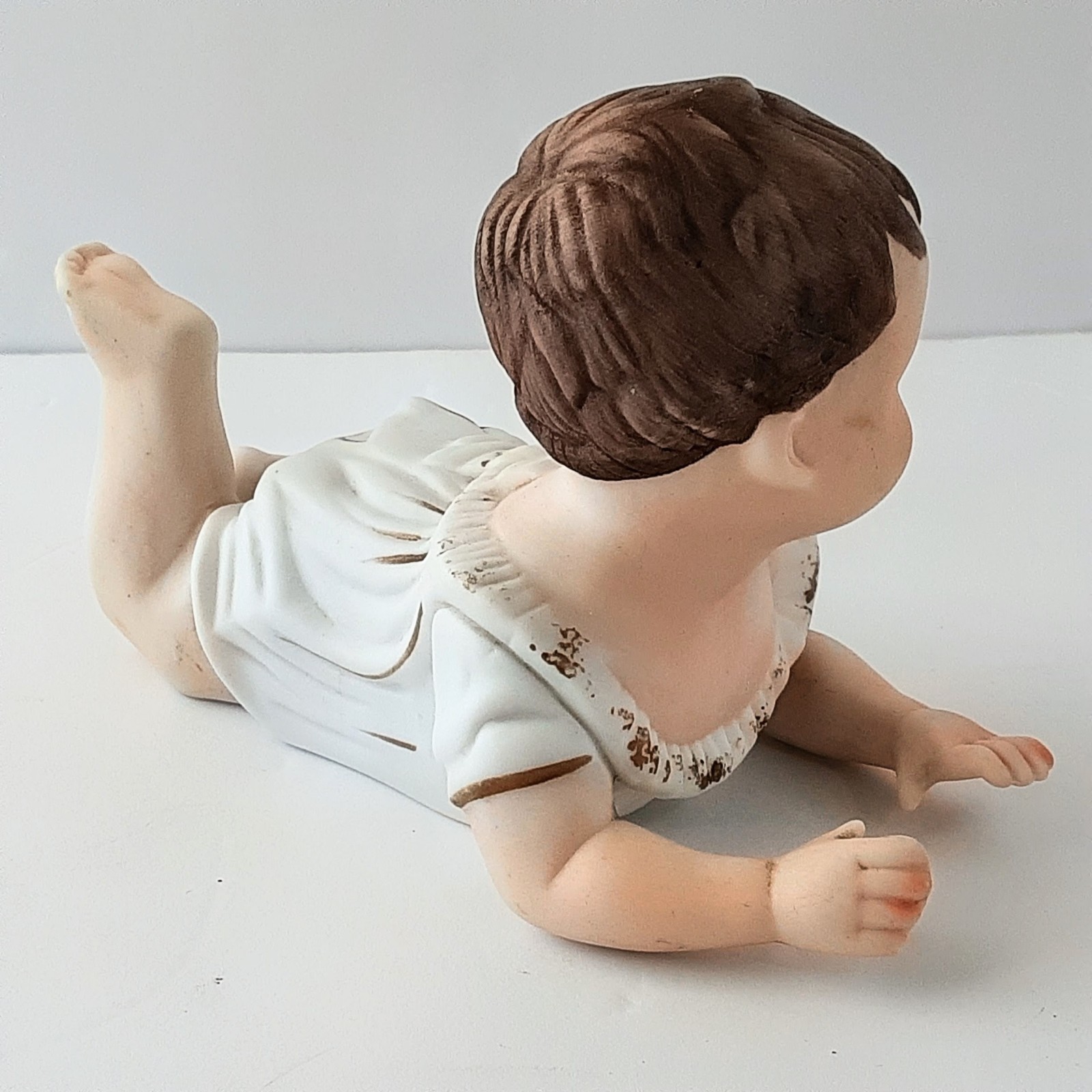 Set Of 2 Vintage Bisque Piano Babies – Lrg W A Pug & Smaller One Crawling