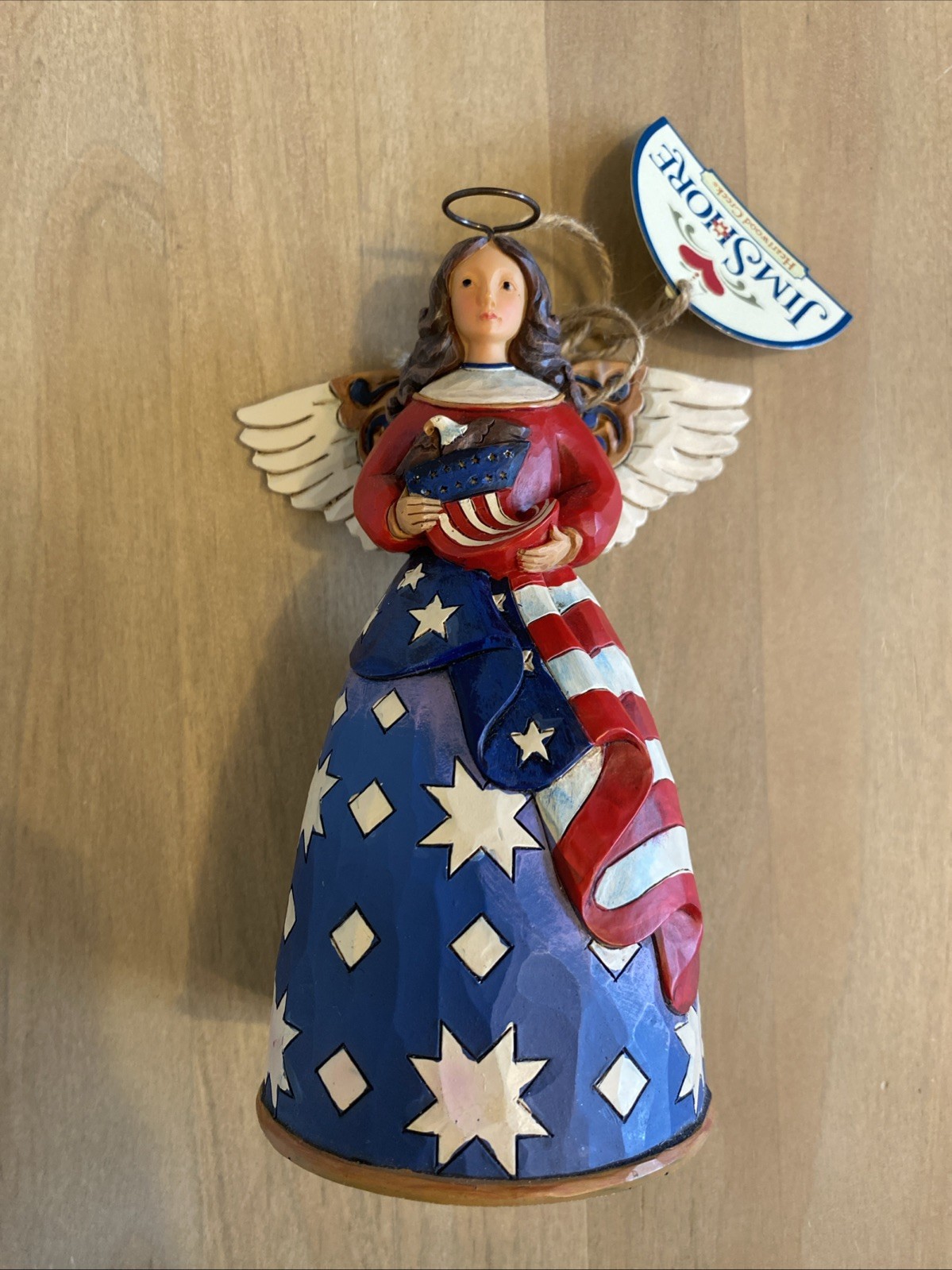 Jim Shore Heartwood Creek Patriotic Angel in Flag Stars & Stripes Dress